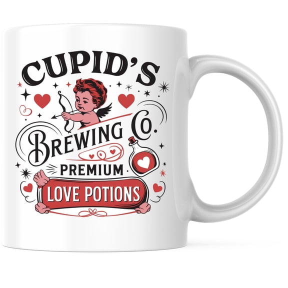 Cupids Brewing Co Love Potions Coffee Mug - Funny Valentines Day Coffee Mug - 11 Ounce Ceramic Cup - Premium Ceramic - Design Printed On Both Sides - BMCM02889