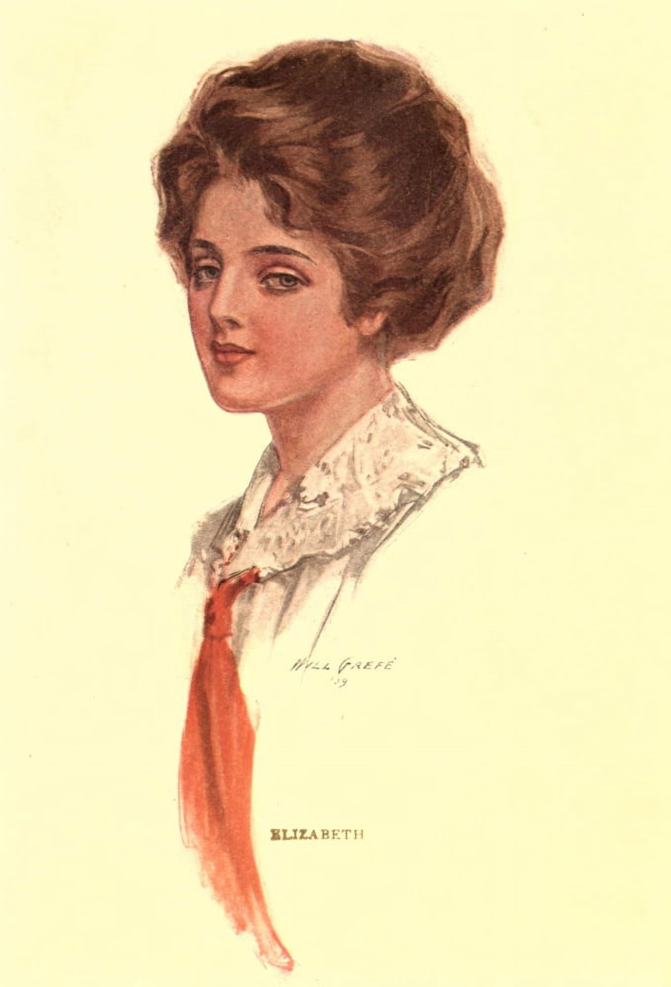 Cupids Understudy c1909 Woman with red scarf Canvas Art - Will Gref (18 x 24)