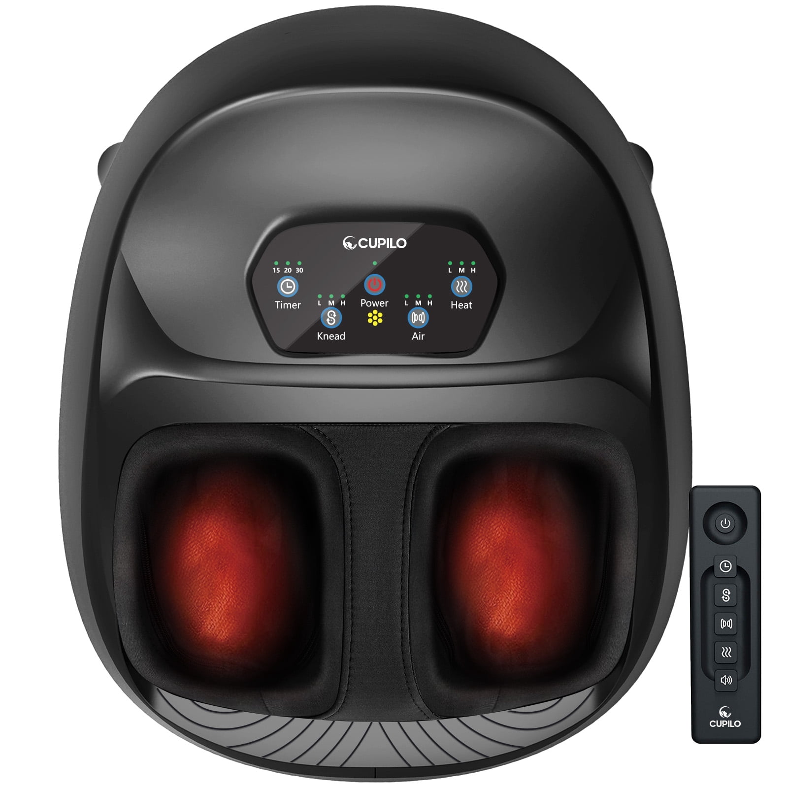 Cupilo Shiatsu Foot Massager, Upgraded Full Feet Massager with Remote Control, 3 Heating, 3 Compression, 3 Deep Kneading & Timer for Plantar Fasciitis, Neuropathy, Gifts for Women Men, Fits Up to 14