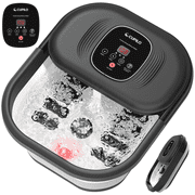 Cupilo Collapsible Foot Spa Massager with Heat, Bubble, Red Light, Vibration, Temperature Control, Timer, Pedicure Foot Bath Massager Soaker with 8 Shiatsu Massage Roller for Relaxation Stress Relief
