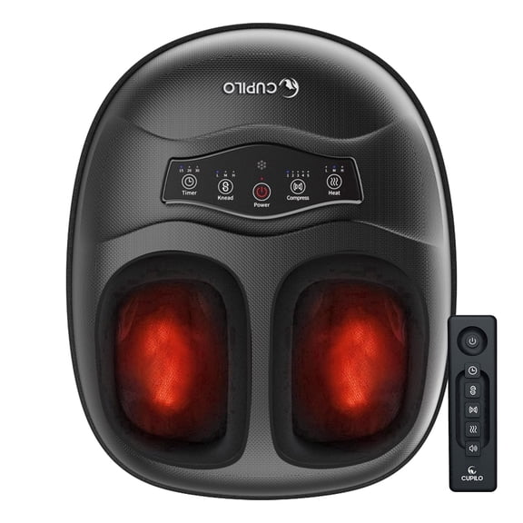 CuPiLo Foot Massager with Heat, Shiatsu Foot Massage Machine with Remote Control, Deep Kneading & Adjustable Compression, 3 Heat Levels, Fits Up to Size 13, Home Relax for Women Men