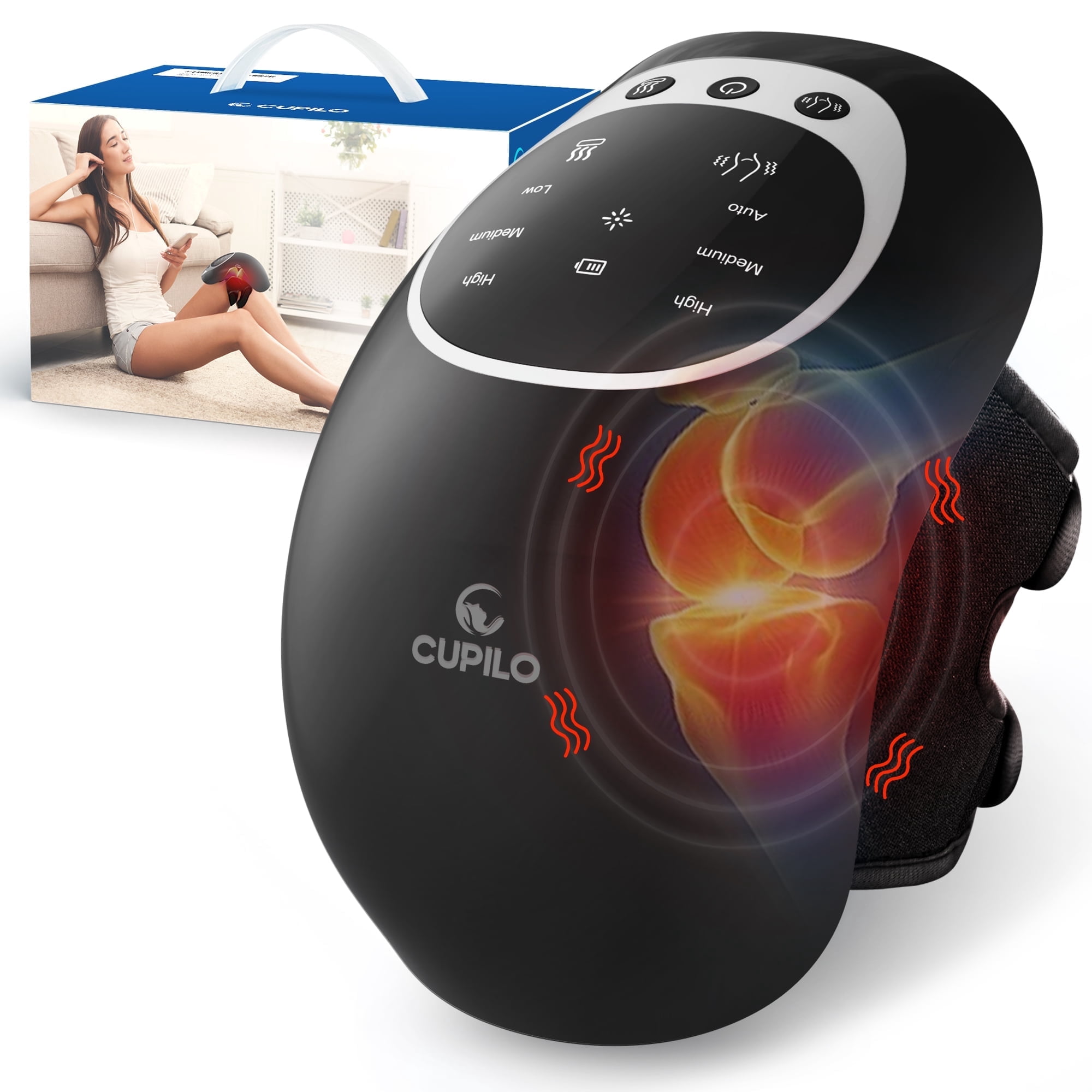 Cupilo Knee Massager with Heating, Vibrating Heated Knee Brace Wrap, Vibration Knee Heating Pad,3 Adjustable