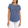 thumbnail image 1 of Cupio Crew Neck Cap Sleeve Chest Pocket Stretch Crepe Top, 1 of 2