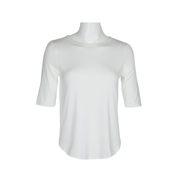 Cupio Crew Neck Short Sleeve Solid ITY Top-IVORY / L