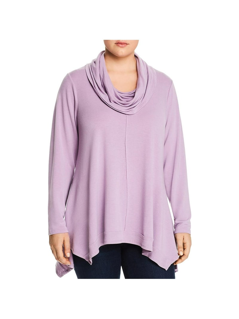 Cupio Womens Plus Cowel-Neck Handkerchief Hem Sweater