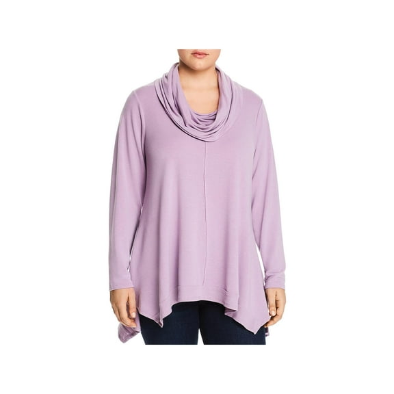 Cupio Womens Plus Cowel-Neck Handkerchief Hem Sweater