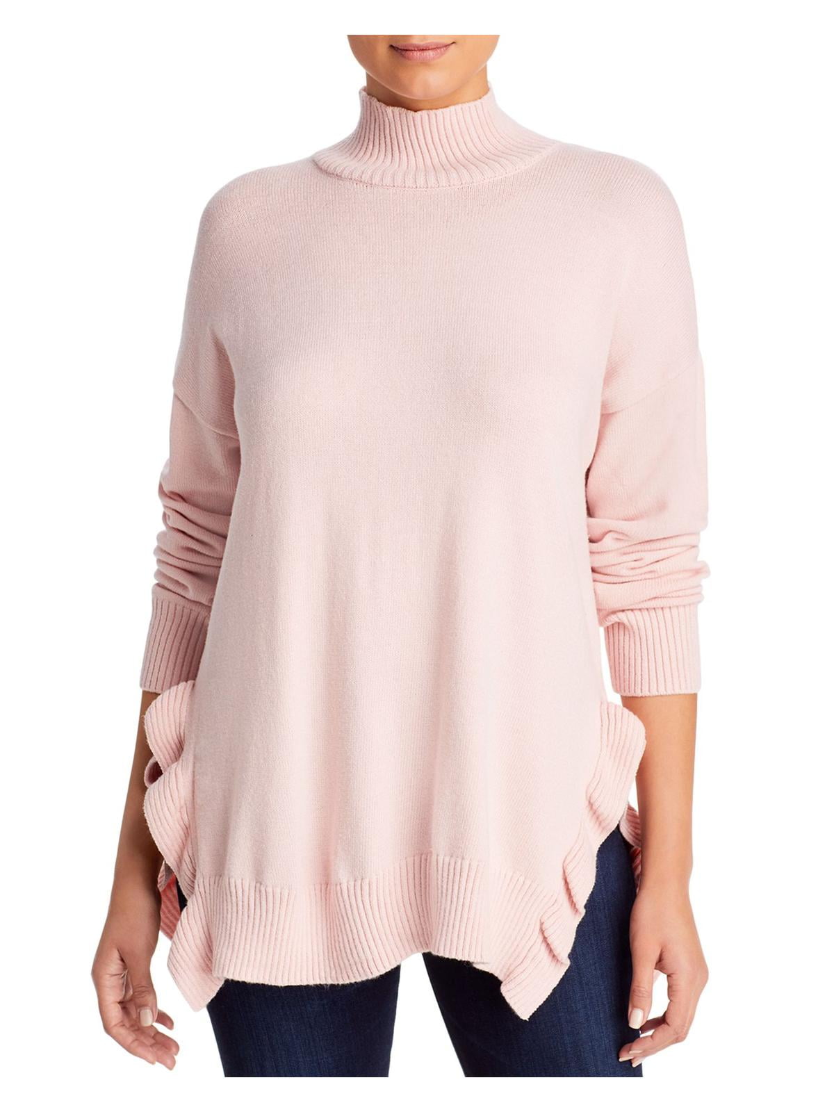 Cupio Womens Ribbed Trim Ruffled Mock Turtleneck Sweater Walmart