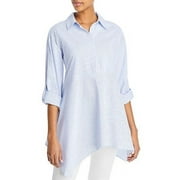 Cupio Womens Striped Asymmetrical Hem Tunic Top
