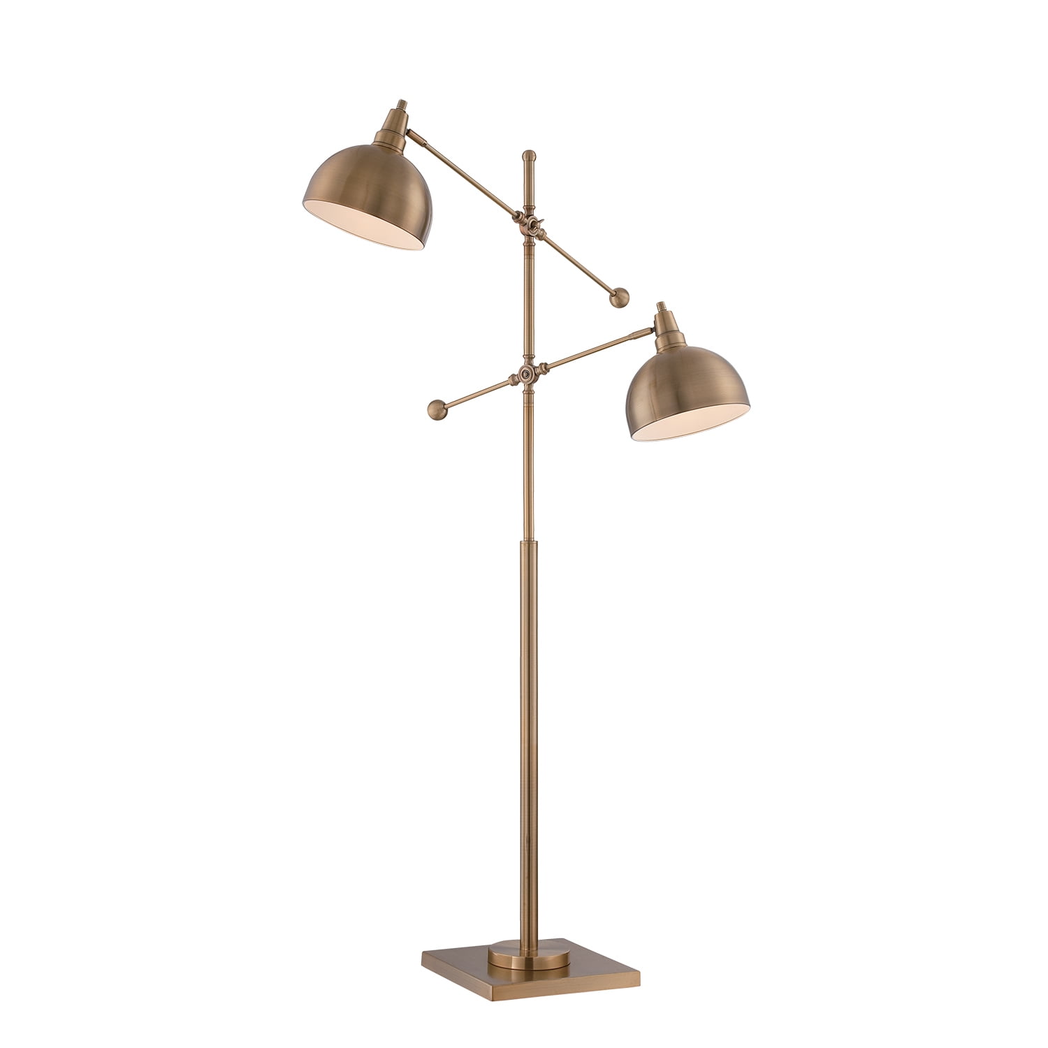Adjustable Brushed Brass Dual Arm Floor Lamp