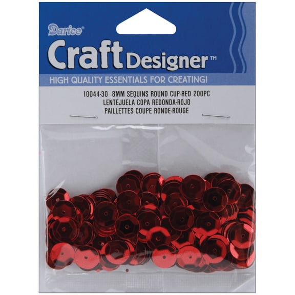 Cupped Sequins Red 8mm