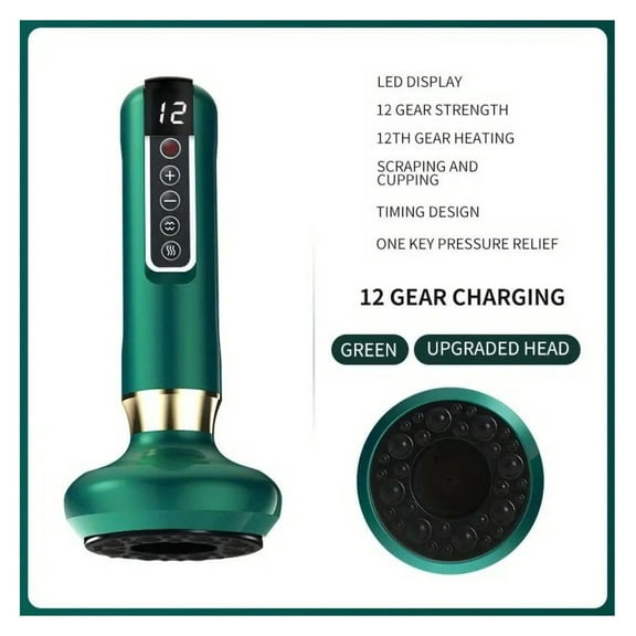 Cupping Massager, 12-level Body Scraping Tool, Cupping Tool. USB Rechargeable, Equipped with 1800mAh Lithium Battery, Available In White, Green, Gray (upgraded Version Suitable for Scraping)