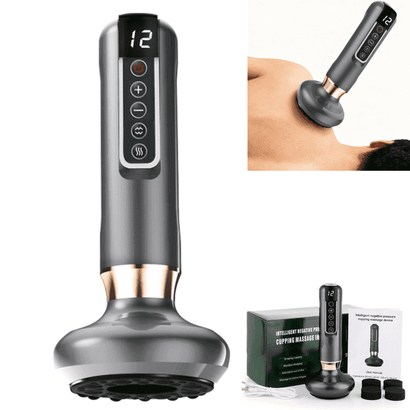 Cupping Massager 3-in-1Machine, Cupping Gua Sha Massager adjustable 12 Levels for Legs, Arms,Back Muscle, for Home Use,Rechargeable