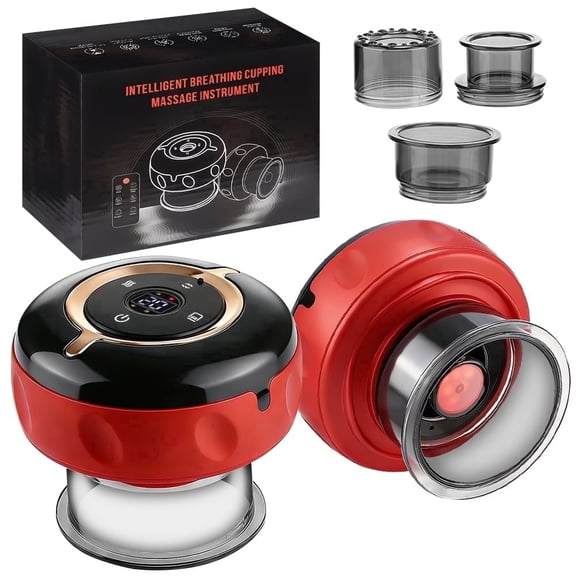 Cupping Massager, Smart Red Light Cupping Set with Remote, 12 Suction & 12 Heat Levels, Cordless Electric Cupping Device for Back & Body Relief