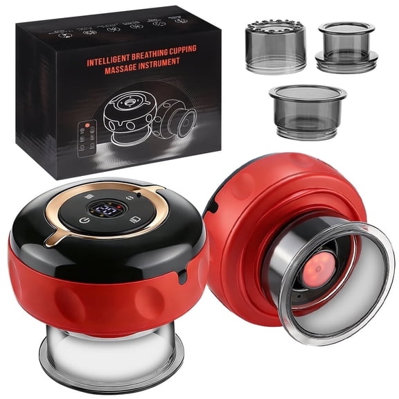 Cupping Massager with Remote, Smart Red Light Cupping Set, 12 Suction & 12 Heat Levels, Cordless Electric Cupping Device for Back & Body Relief