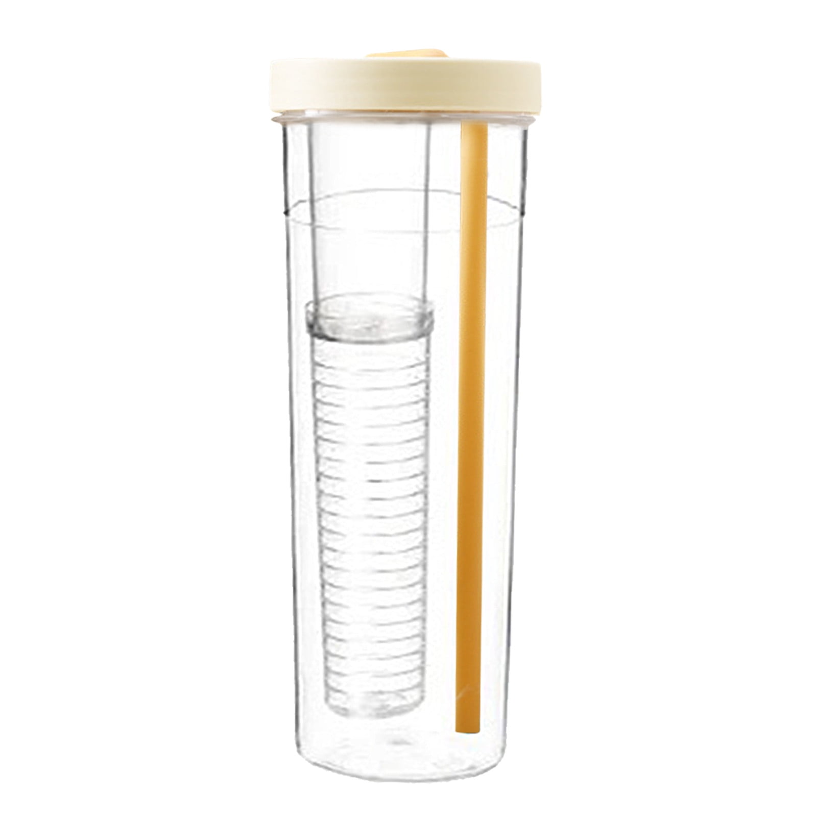 Cute Glass Water Bottle Lid Straw Leakproof Travel Drinking Cup