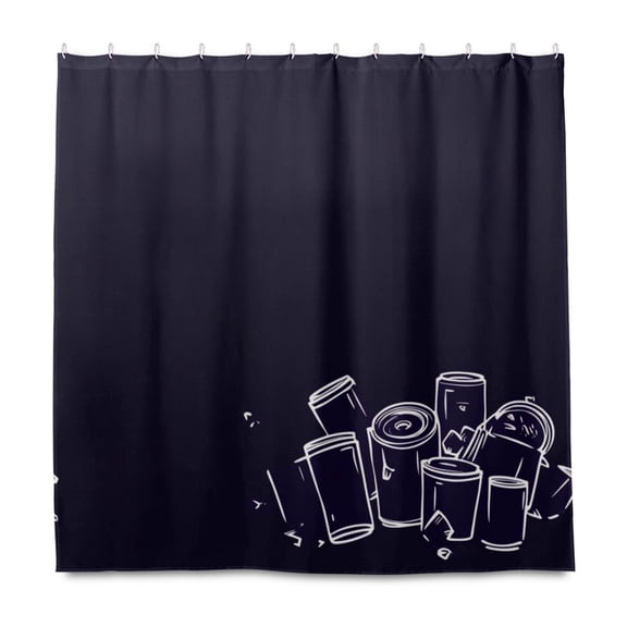 Cups Collection Pattern 72x72 Waterproof Shower Curtain Liners Durable Metal C-Hooks Fade-Proof Thermal Print Anti-Splash