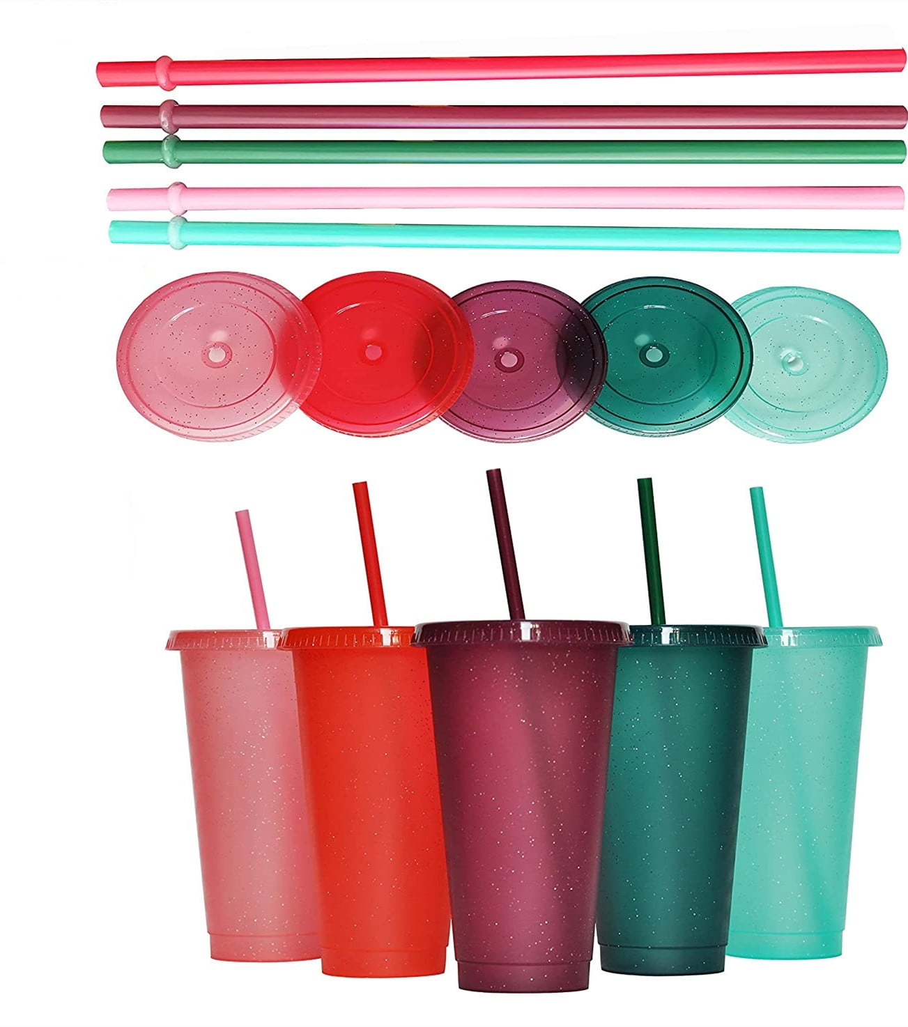 Modwnfy 16 fl oz Black Tumblers with Lids and Straws, Matte