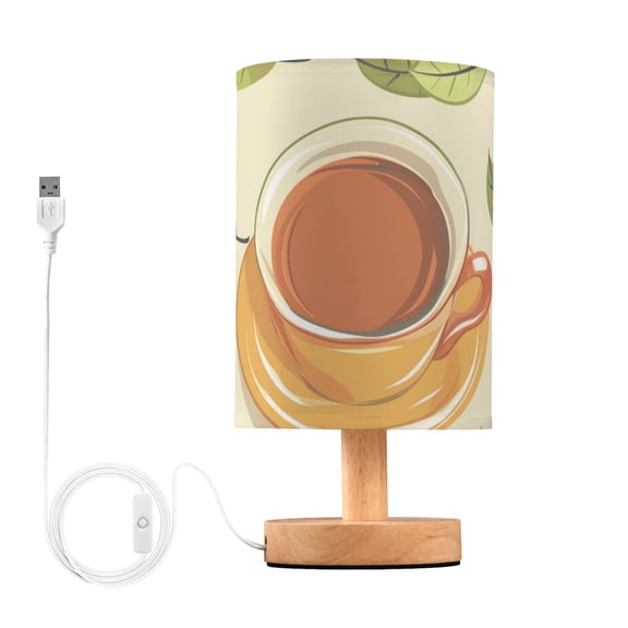 Cups Of Tea Leaves Cartoon Table Lamp with USB Port LED Warm Light Lamp Night Light Home Decor
