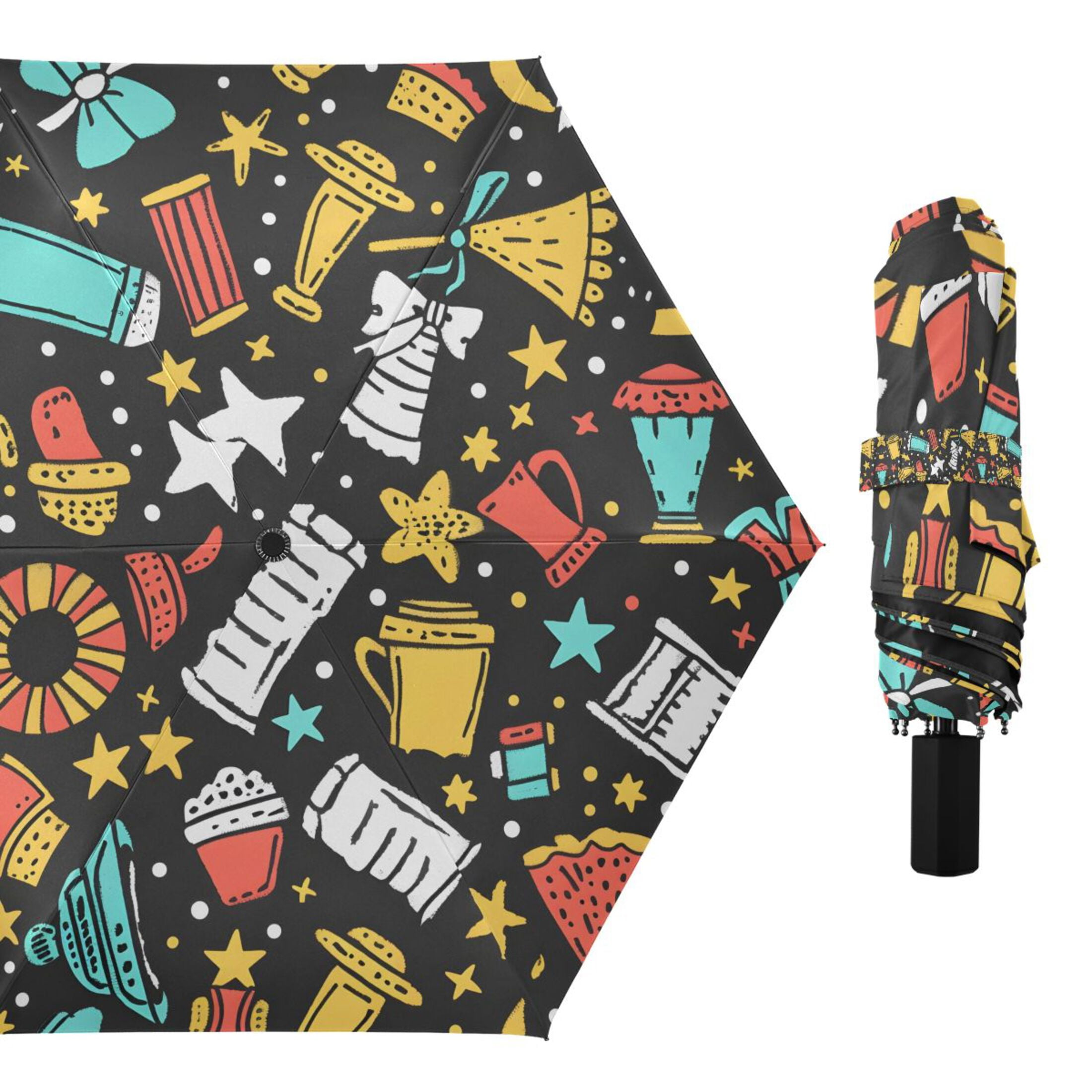 Cups Star Glasses Compact Sun Umbrella Windproof Travel Umbrellas for Rain Strong Portable UV Protection