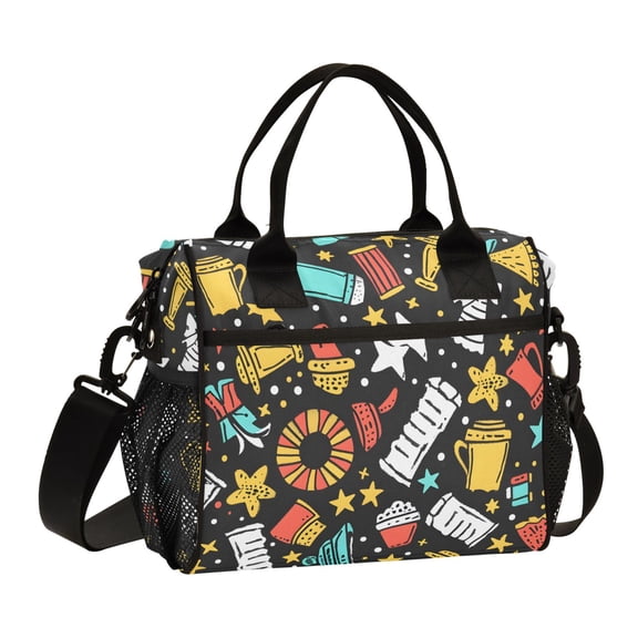 Cups Star Glasses Lunch Bag Insulated Lunch Box Leakproof Reusable Cooler Tote Adjustable Shoulder Strap for Men Women 12L
