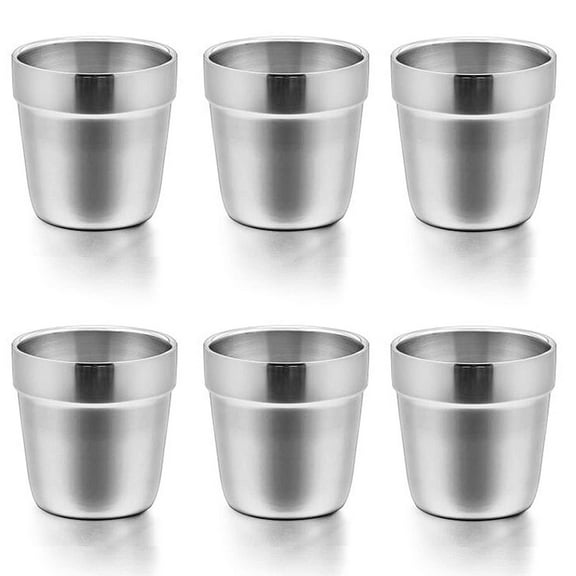 Cups for Toddlers Kids, 6 Ounce Stainless Steel Insulated Tumblers for Children Preschoolers, Training & Transition, Double Wall & Shatterproof, Mirror Polished & Dishwasher Safe - 6 Pack