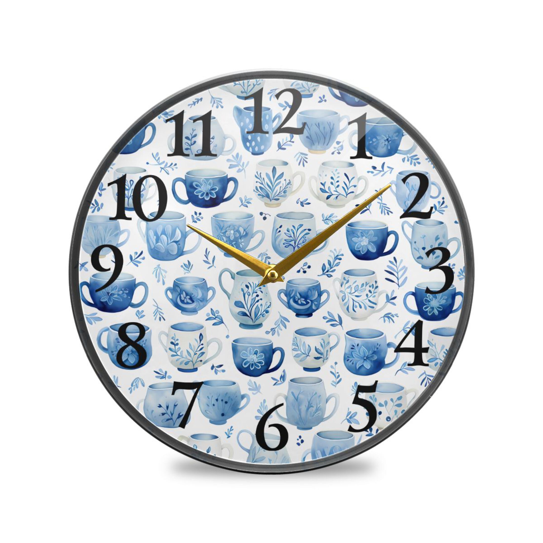 Cups Wall Clocks Battery Operated 11.9 Inch Round Clock Acrylic Silent ...