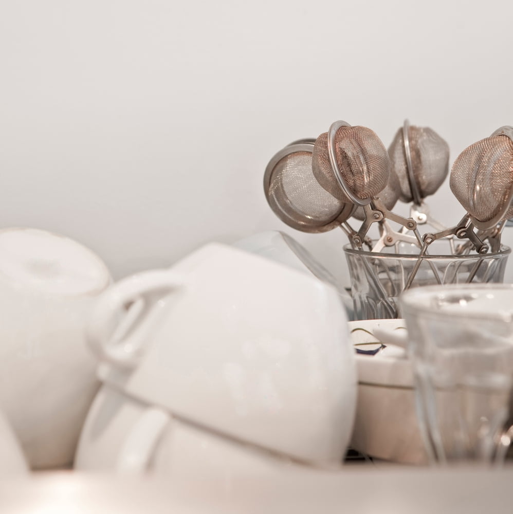 Cups with tea strainers Canvas Art - Panoramic Images (24 x 24)