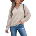 thumbnail image 1 of Cupshe Apricot V-Neck Long Sleeve Sweater, Size S-XL, 1 of 5