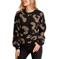 thumbnail image 1 of Cupshe Knitwear Animal-Leopard Sweater for Women Round Neck Banded Trim Casual Pullover Sweater, 1 of 5
