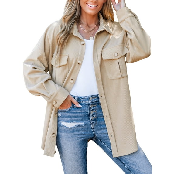 Cupshe Woman's Corduroy Button-Front Shacket, Size XS-XL