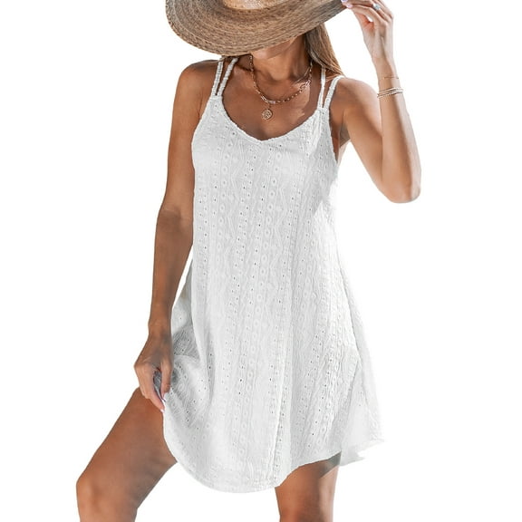 Cupshe Women Bathing Suit Cover Up Spaghetti Straps Swim Beach Dresses Hollow Out Swimsuit Coverup 2025, Size XS-XL