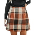 thumbnail image 1 of Cupshe Women Brick Red Plaid Mini Skirt, Size XL., 1 of 6