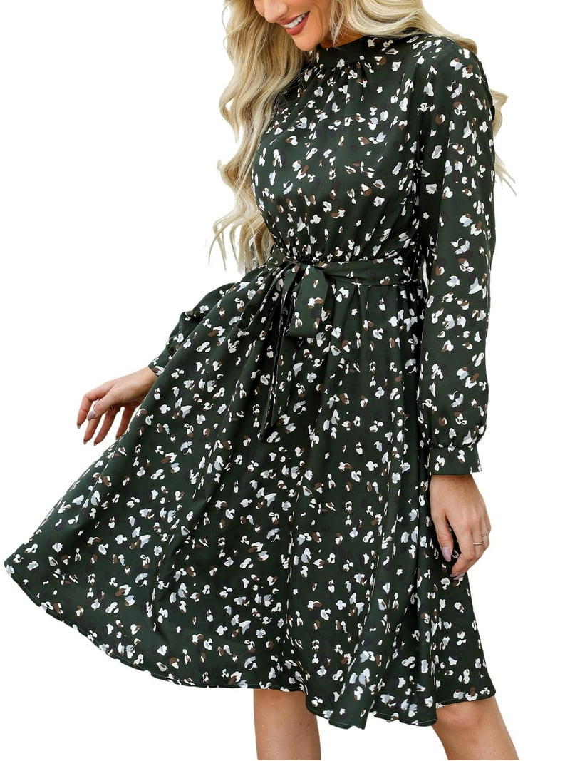 Cupshe Women's A Line Midi Dress Flowy Swing Speckled Print Long Sleeve High Neck Ruffle Fall Dress Multicoloured - Walmart.com Cupshe Women's A Line Midi Dress Flowy Swing Speckled Print Long Sleeve High Neck Ruffle Fall Dress Multicoloured - Walmart.com
