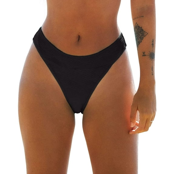 Cupshe Women's Bikini Bottom High Cut Mid Waist Cheeky Bathing Suit, L