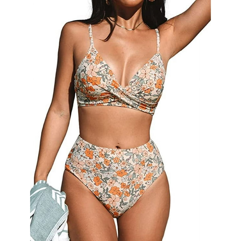 CUPSHE Women's Bikini Sets Two Piece Swimsuits Twist High Waisted V Neck  Spaghetti Straps : : Clothing, Shoes & Accessories