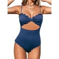thumbnail image 1 of Cupshe Women's Blue One Piece Swimsuit Sexy Cutout Scallop Trim Bathing Suit, XXL One-Piece, 1 of 6