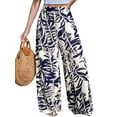 thumbnail image 1 of Cupshe Women's Blue Tropical Floral Wide Leg Pants, Size S-XL, 1 of 6