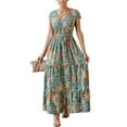 thumbnail image 1 of Cupshe Women's Cap Sleeve Paisley Print V-Neck Maxi Dress, 1 of 5