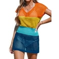 thumbnail image 1 of Cupshe Women's Crochet Swim Cover Up Short Sleeve V Neck Bathing Suit Beach Dress Summer Swimwear Coverups, Size XS-XL, 1 of 5