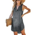 thumbnail image 1 of Cupshe Women's Denim V-Neck Mini Dress Sleeveless Dresses V Neck Dressing Casual Summer, Sizes XS-XL, 1 of 10