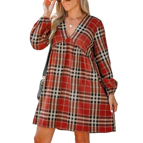 Cupshe Women's Dress Long Peasant Sleeves Mini Straight Silhouette Dress