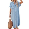 thumbnail image 1 of Cupshe Women's Dress Short Bell Sleeve Button Down Casual Shirt Dresses, xl, 1 of 5