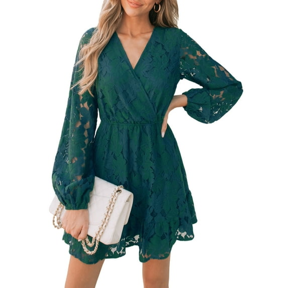 Cupshe Women's Floral Lace Peasant Sleeve Mini Dress, Sizes S-XL