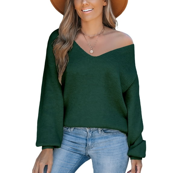 Cupshe Women's Green Long Sleeve Back Bow Sweater Top, Size S-XL