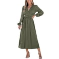 thumbnail image 1 of Cupshe Women's Green Puff Sleeve Surplice Midi Dress, Size S-XL, 1 of 6