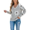 thumbnail image 1 of Cupshe Women's Grey Knit Daisy Scalloped Sweater, Size S-XL, 1 of 6