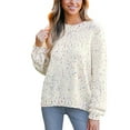 thumbnail image 1 of Cupshe Women's Knit Round Neckline Colorful Pom Pom Accents Dropped Long Sleeves Ribbed Trim Sweater, 1 of 5