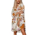 thumbnail image 1 of Cupshe Women's Long Sleeve Floral Buttoned Shirt Dress, L, Rayon, 1 of 4