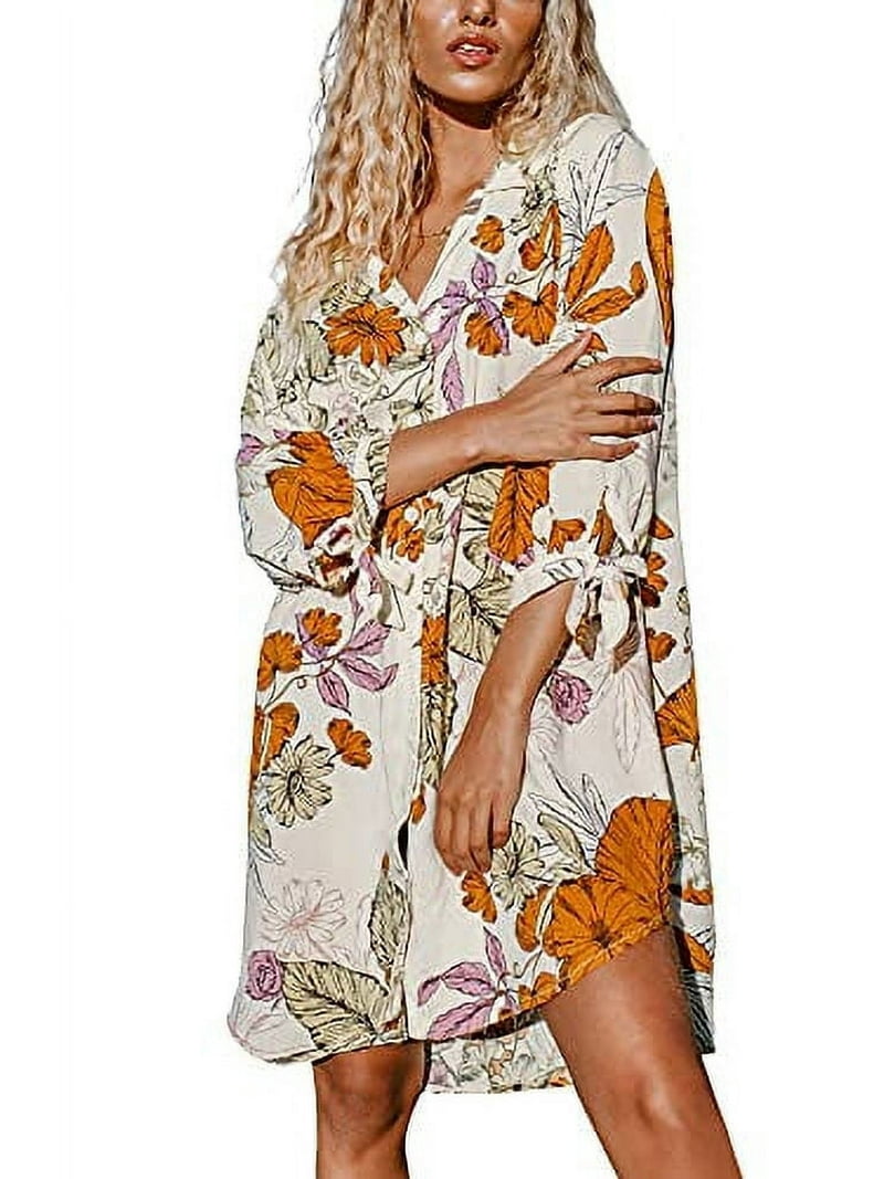 Cupshe Women's Casual Long Sleeve Floral Buttoned Summer