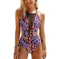 thumbnail image 1 of Cupshe Women's One Piece Swimsuit Mesh Cutout Ruched Drawstring Monokini Swimwear, 1 of 7